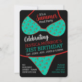 ビキニデザインサマープールパーティー誕生日 招待状 (正面)