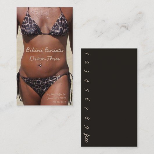 ビキニバリスタドライブスルーカスタムあなたの ロイヤリティカード (正面/裏面)
