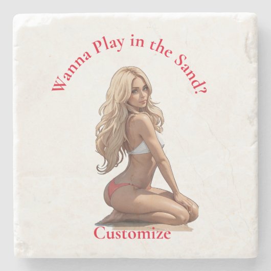 ビキニビーチガールサンダー_コーブ ストーンコースター (正面)