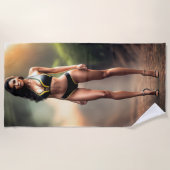 ビキニビーチタオルを着た超現実的な少女 ビーチタオル (正面)