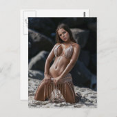 ビキニビーチバーベ美しい写真はがき ポストカード (正面/裏面)