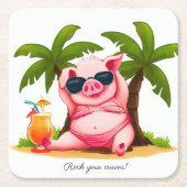 ビキニピグ飲み物用コースター スクエアペーパーコースター (正面)