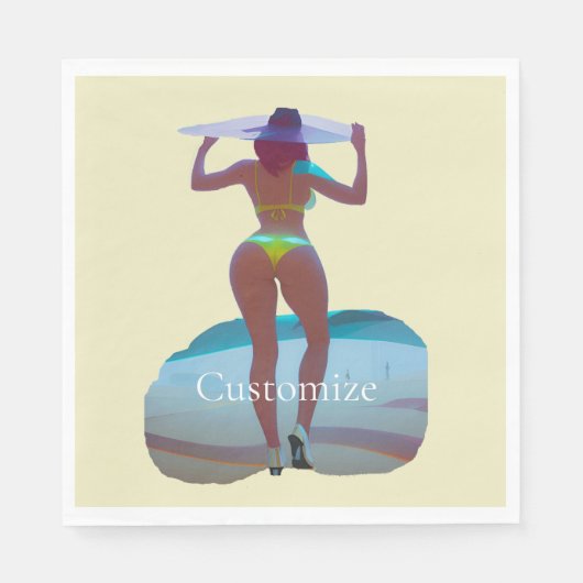 ビキニブティビーチガールサンダー_コーブ スタンダードランチョンナプキン (正面)