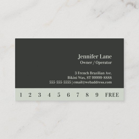 ビキニブラジルワックスフォフランスのトフォームのパンチカード ロイヤリティカード (裏面)