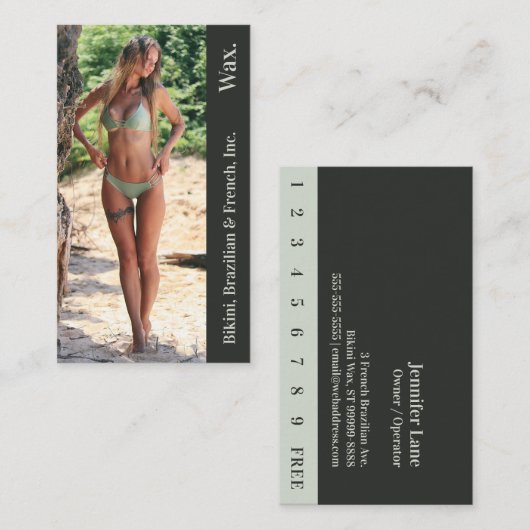 ビキニブラジルワックスフォフランスのトフォームのパンチカード ロイヤリティカード (正面/裏面)