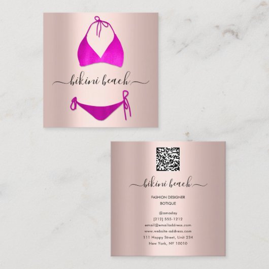 ビキニランジェリービーチ衣装下着ショップバラ スクエア名刺 (正面/裏面)
