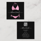 ビキニランジェリービーチ衣装下着ショップピンク スクエア名刺 (正面/裏面)