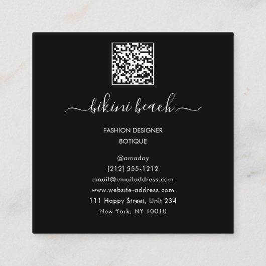 ビキニランジェリービーチ衣装下着ショップピンク スクエア名刺 (裏面)