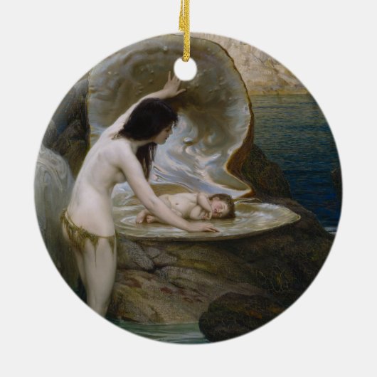 ビキニ・ニンフによって貝殻で見つかった水ベビー セラミックオーナメント (裏面)