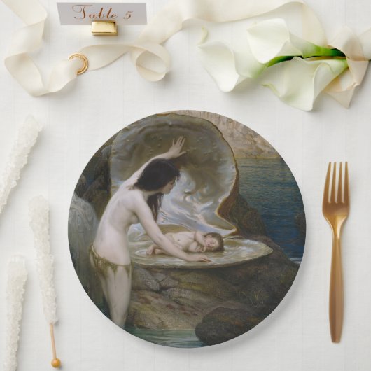 ビキニ・ニンフによって貝殻で見つかった水ベビー ペーパープレート (ウェディング)