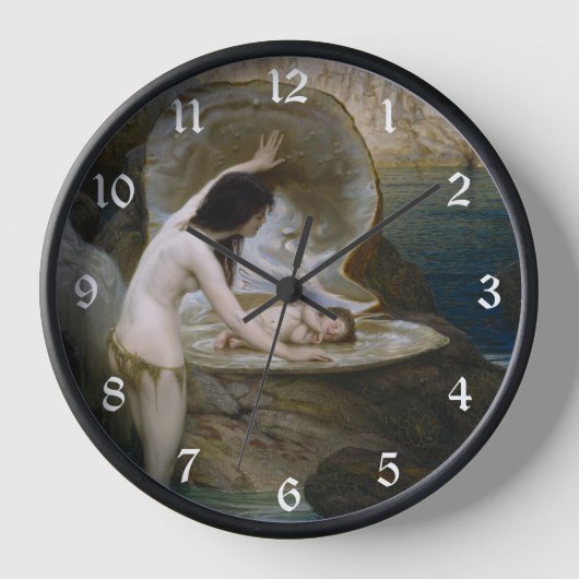 ビキニ・ニンフによって貝殻で見つかった水ベビー 壁時計 (正面)