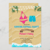 ビキニ·ボード·ショートズ·ジェンダー·リビール·パーティー招待状 招待状 (正面/裏面)