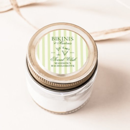 ビキニ&マルティニスグリーンストライプの ラウンドシール