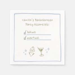 ビキニ&マルティニ手書きバチェロレッテ スタンダードカクテルナプキン