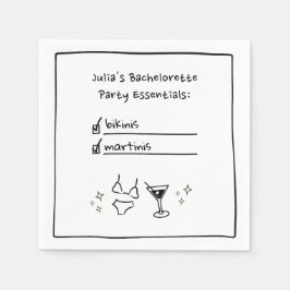 ビキニ&マルティニ手書きバチェロレッテ スタンダードカクテルナプキン
