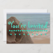 ビキパーソナライズされたニビーチテーマ | プールパーティー 招待状 (正面)