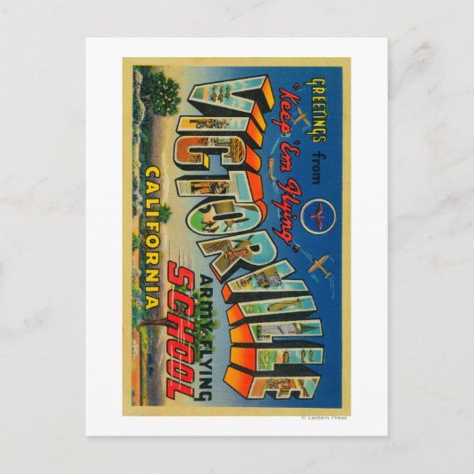 ビクターズビル、カリフォルニア - 陸軍飛行学校 ポストカード (正面)