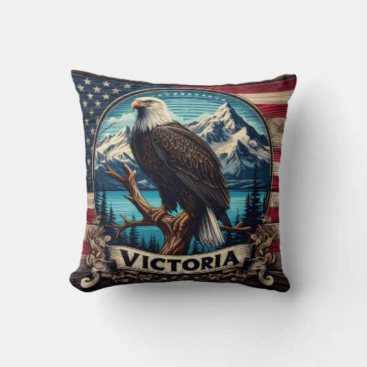 ビクトリアの山に囲まれたアメリカン・イーグル クッション (正面)
