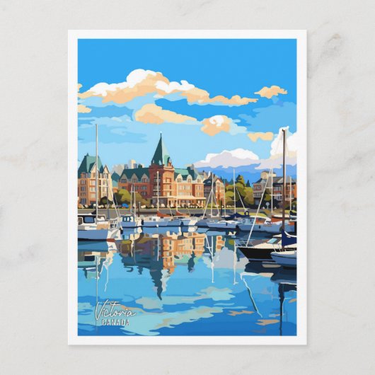 ビクトリアカナダアートヴィンテージトラベルイラストレーション ポストカード (正面)