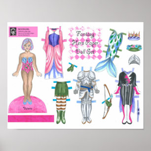 ビクトリアファンタジーヒーロー紙ドール遊 – またはディスプレイ ポスター