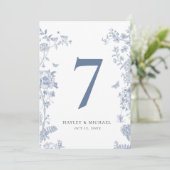 ビクトリアリージェンシーフランスのブルーテーブル番号カード 招待状 (スタンド正面)