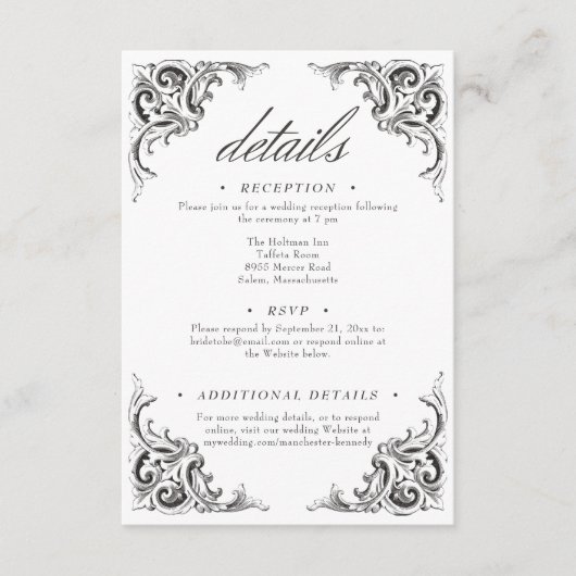 ビクトリアンこうもりは死まで白黒結婚の エンクロージャーカード (正面)