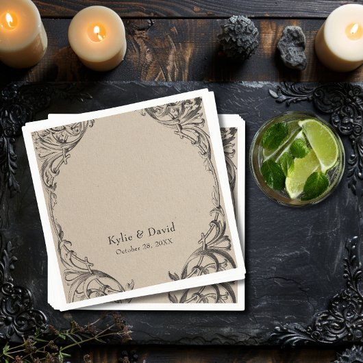 ビクトリアンこうもりまでデスブラック&タン結婚ズ スタンダードカクテルナプキン