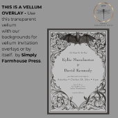 ビクトリアンこうもりまでデスブラック&ホワイト結婚ズ ベラム紙招待状