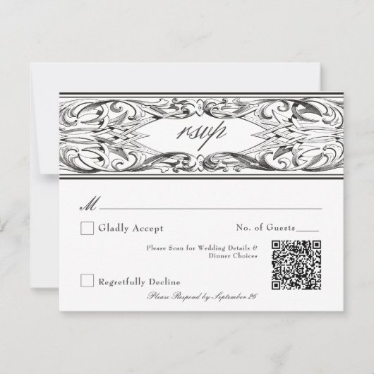 ビクトリアンこうもりまでデスブラック&ホワイト結婚ズ 出欠カード (正面)