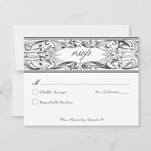 ビクトリアンこうもりまでデスブラック&ホワイト結婚ズ 出欠カード (正面)