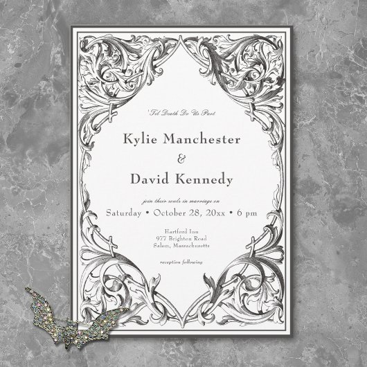 ビクトリアンこうもりまでデスブラック&ホワイト結婚ズ 招待状