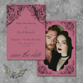 ビクトリアンこうもりトゥルデス・ブラック&ワイン結婚ズ セーブザデート