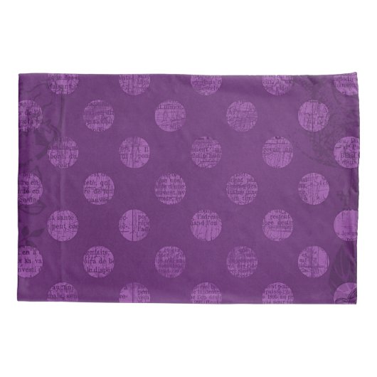 ビクトリアンでグランジでカラフルなレトロの紫色の水玉模様 枕カバー (裏面)