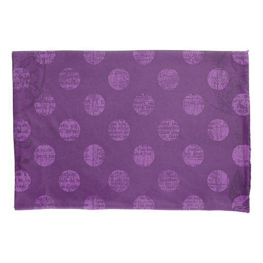 ビクトリアンでグランジでカラフルなレトロの紫色の水玉模様 枕カバー (正面)