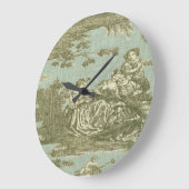 ビクトリアンでフランスのな国のToileのプリントの時計 ラージ壁時計 (傾斜)