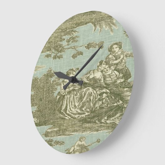 ビクトリアンでフランスのな国のToileのプリントの時計 ラージ壁時計 (傾斜)