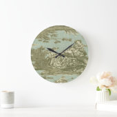 ビクトリアンでフランスのな国のToileのプリントの時計 ラージ壁時計 (ホーム)