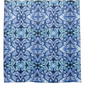 ビクトリアンで青いパターンシャワー・カーテン シャワーカーテン (正面)