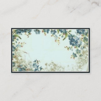 ビクトリアンで青い花の名刺のテンプレート 名刺