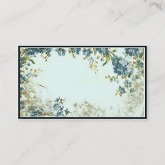 ビクトリアンで青い花の名刺のテンプレート 名刺 (正面)