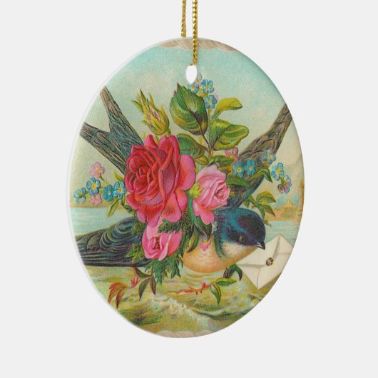 ビクトリアンで青い鳥のクリスマスのオーナメント セラミックオーナメント (右)