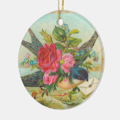 ビクトリアンで青い鳥のクリスマスのオーナメント セラミックオーナメント (左)