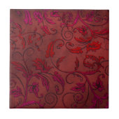 ビクトリアンなつる植物の赤いレースのセラミックタイル タイル (正面)