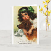 ビクトリアンなアイリッシュセッターのセントパトリックの日カード カード (黄色い花)