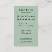 ビクトリアンなアラベスク、アラメダ-海軍及び海緑 名刺 (裏面)