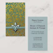 ビクトリアンなアラベスク、貴族階級-水及び金ゴールド 名刺 (正面/裏面)