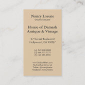 ビクトリアンなアラベスク、CANTARA 名刺 (裏面)