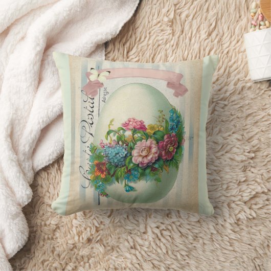 ビクトリアンなイースター花の卵の倍は味方しました クッション (ブランケット)