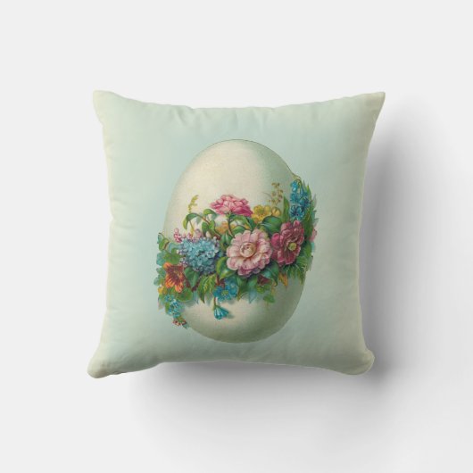 ビクトリアンなイースター花の卵の倍は味方しました クッション (裏面)