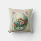 ビクトリアンなイースター花の卵の倍は味方しました クッション (正面)